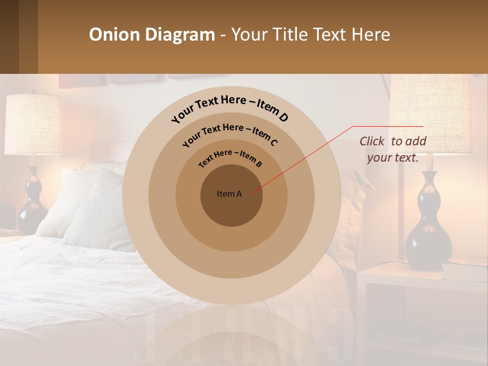 A Bed With Pillows And Lamps In A Bedroom PowerPoint Template