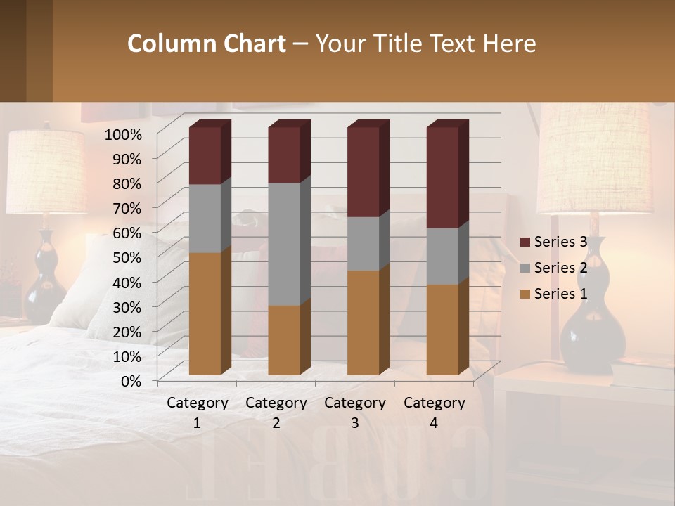 A Bed With Pillows And Lamps In A Bedroom PowerPoint Template