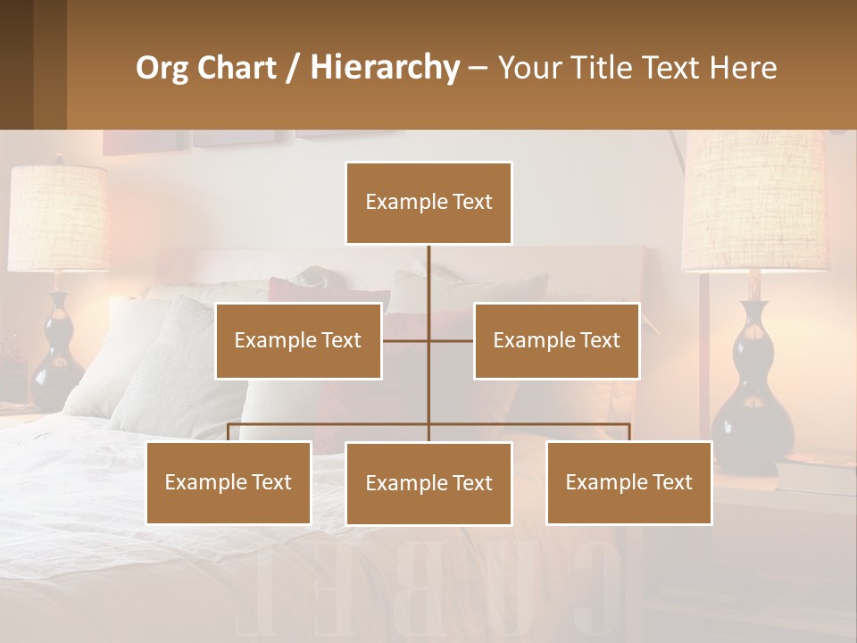 A Bed With Pillows And Lamps In A Bedroom PowerPoint Template