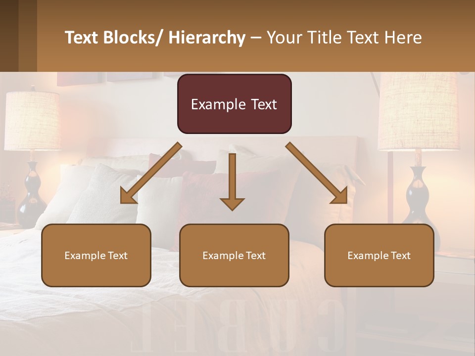 A Bed With Pillows And Lamps In A Bedroom PowerPoint Template