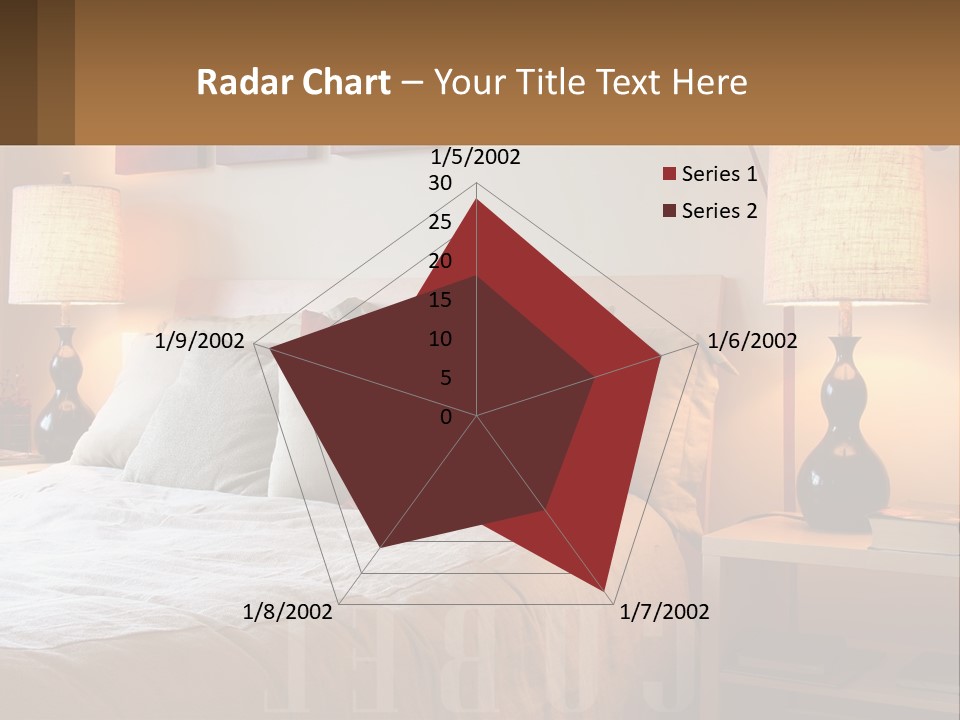 A Bed With Pillows And Lamps In A Bedroom PowerPoint Template