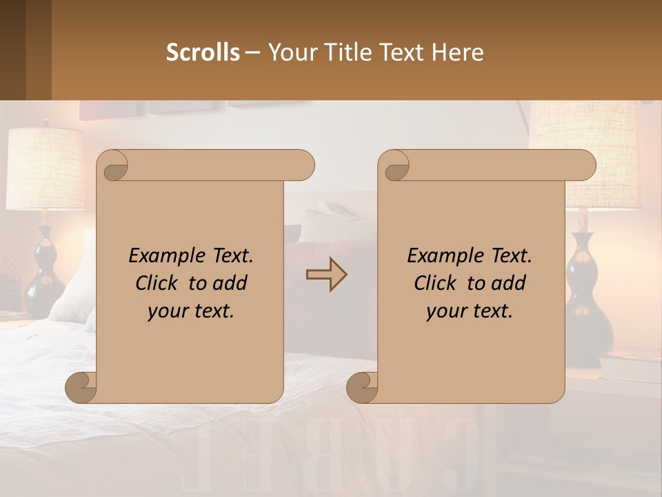 A Bed With Pillows And Lamps In A Bedroom PowerPoint Template