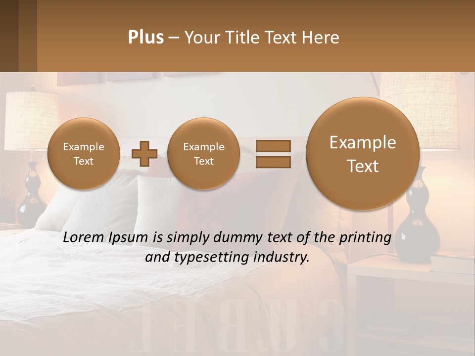 A Bed With Pillows And Lamps In A Bedroom PowerPoint Template