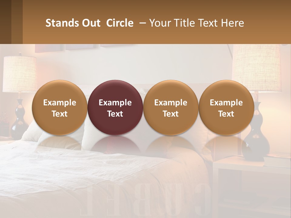 A Bed With Pillows And Lamps In A Bedroom PowerPoint Template