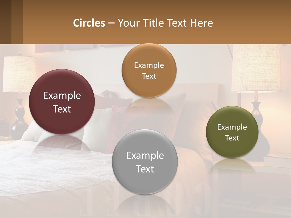 A Bed With Pillows And Lamps In A Bedroom PowerPoint Template