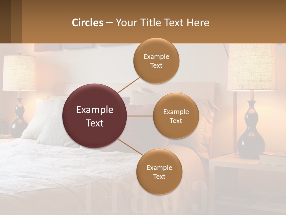 A Bed With Pillows And Lamps In A Bedroom PowerPoint Template