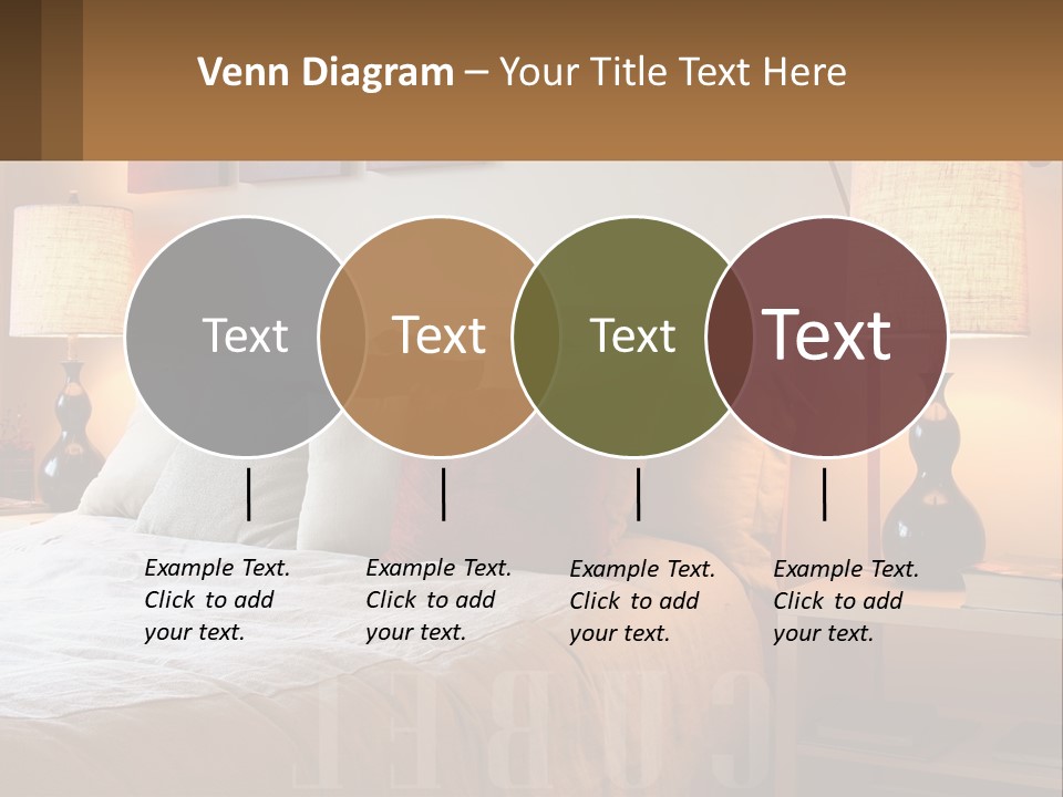 A Bed With Pillows And Lamps In A Bedroom PowerPoint Template