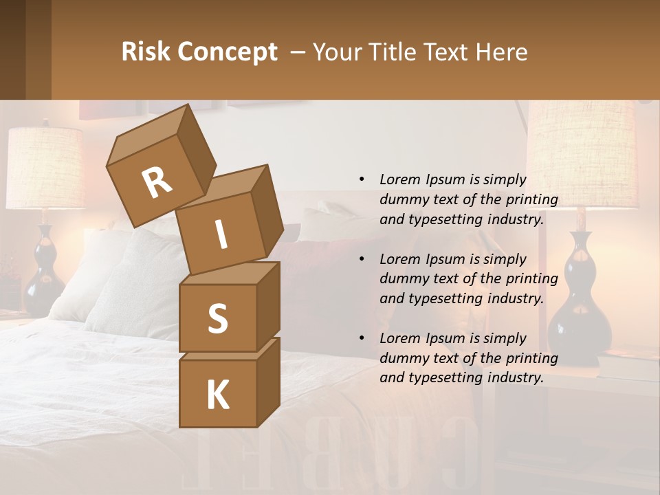 A Bed With Pillows And Lamps In A Bedroom PowerPoint Template