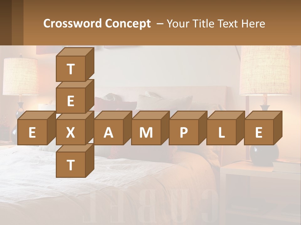 A Bed With Pillows And Lamps In A Bedroom PowerPoint Template