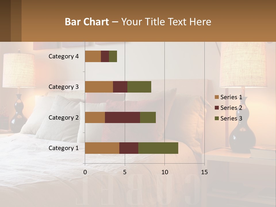 A Bed With Pillows And Lamps In A Bedroom PowerPoint Template