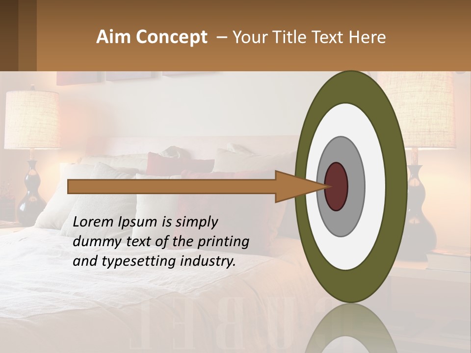 A Bed With Pillows And Lamps In A Bedroom PowerPoint Template