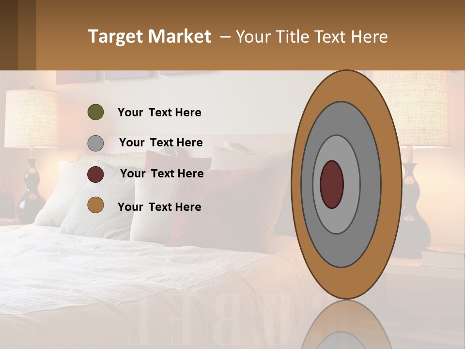 A Bed With Pillows And Lamps In A Bedroom PowerPoint Template