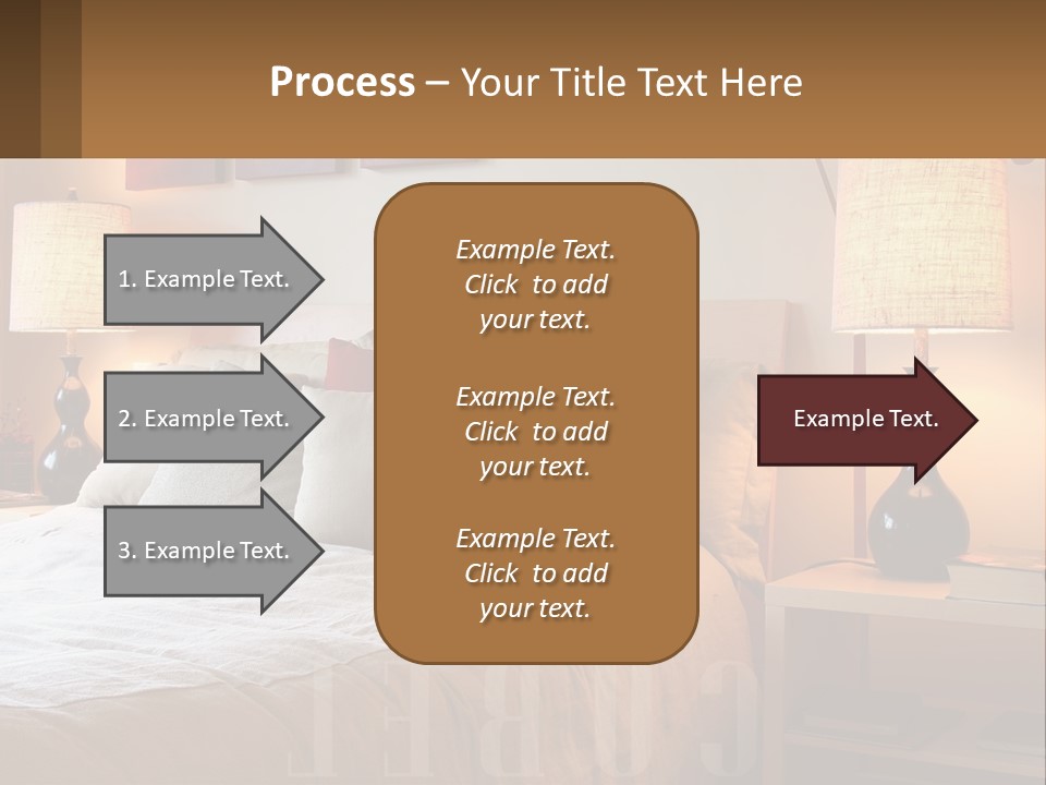 A Bed With Pillows And Lamps In A Bedroom PowerPoint Template