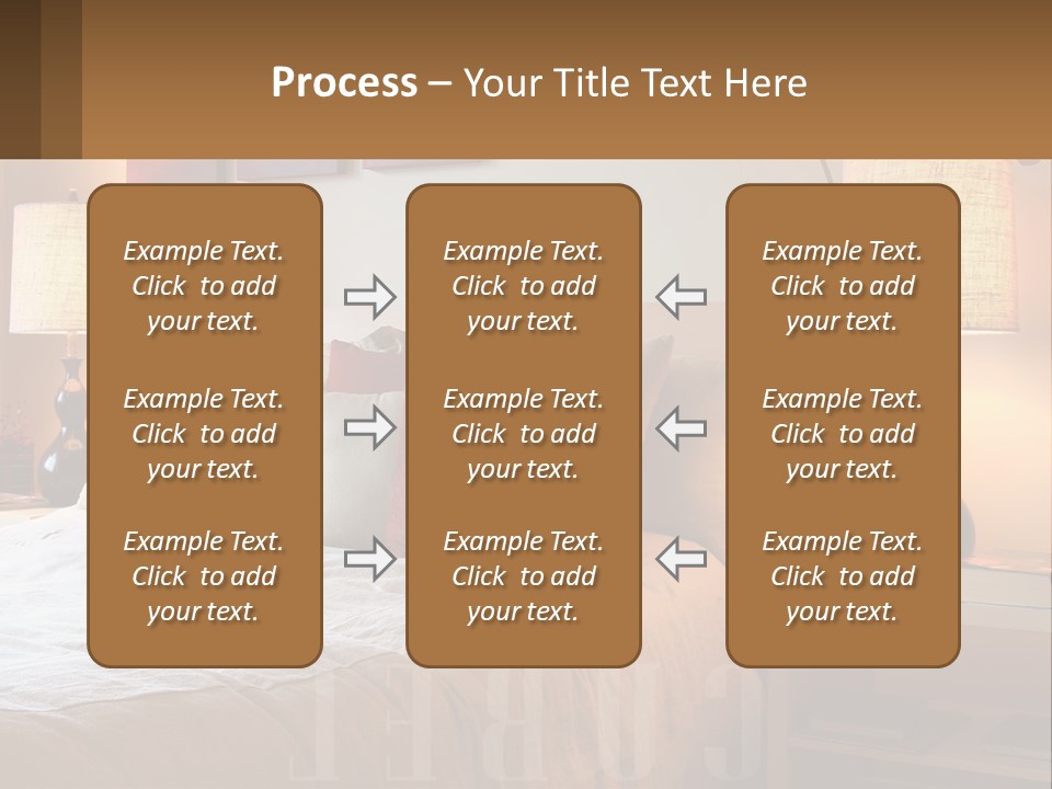 A Bed With Pillows And Lamps In A Bedroom PowerPoint Template