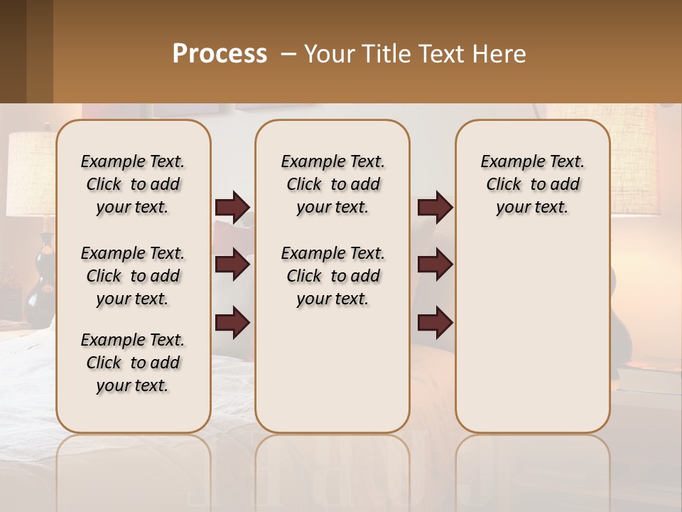 A Bed With Pillows And Lamps In A Bedroom PowerPoint Template