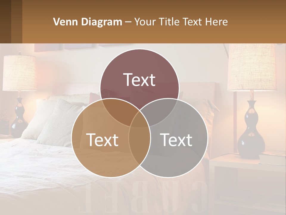 A Bed With Pillows And Lamps In A Bedroom PowerPoint Template