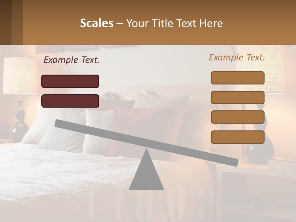 A Bed With Pillows And Lamps In A Bedroom PowerPoint Template