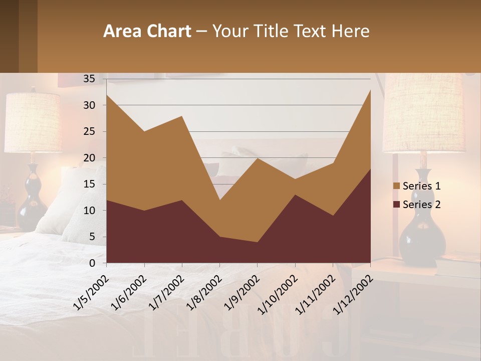 A Bed With Pillows And Lamps In A Bedroom PowerPoint Template