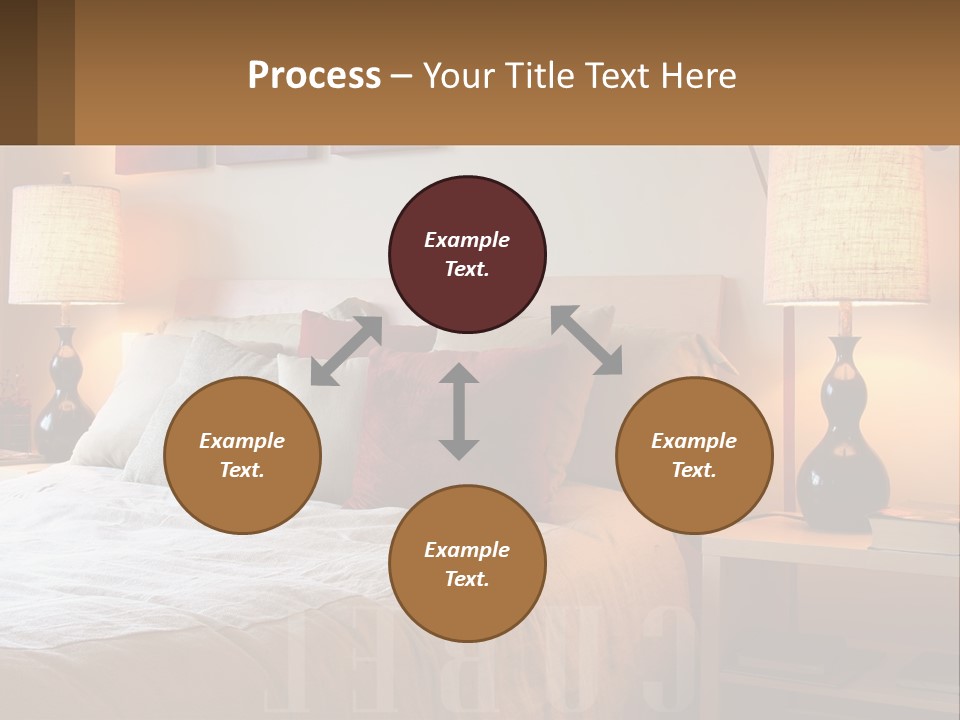 A Bed With Pillows And Lamps In A Bedroom PowerPoint Template