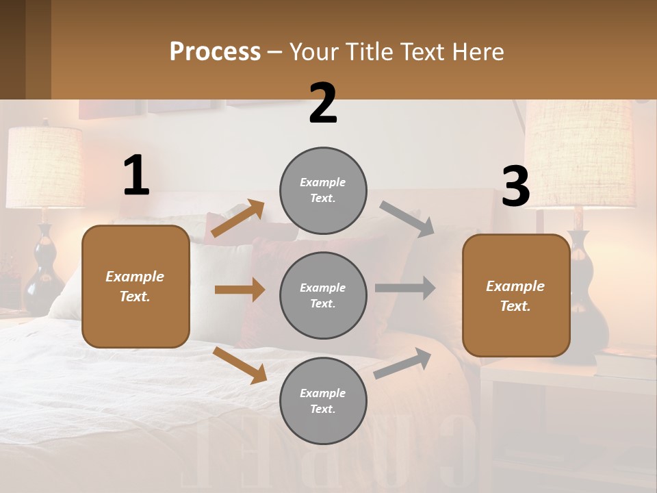 A Bed With Pillows And Lamps In A Bedroom PowerPoint Template