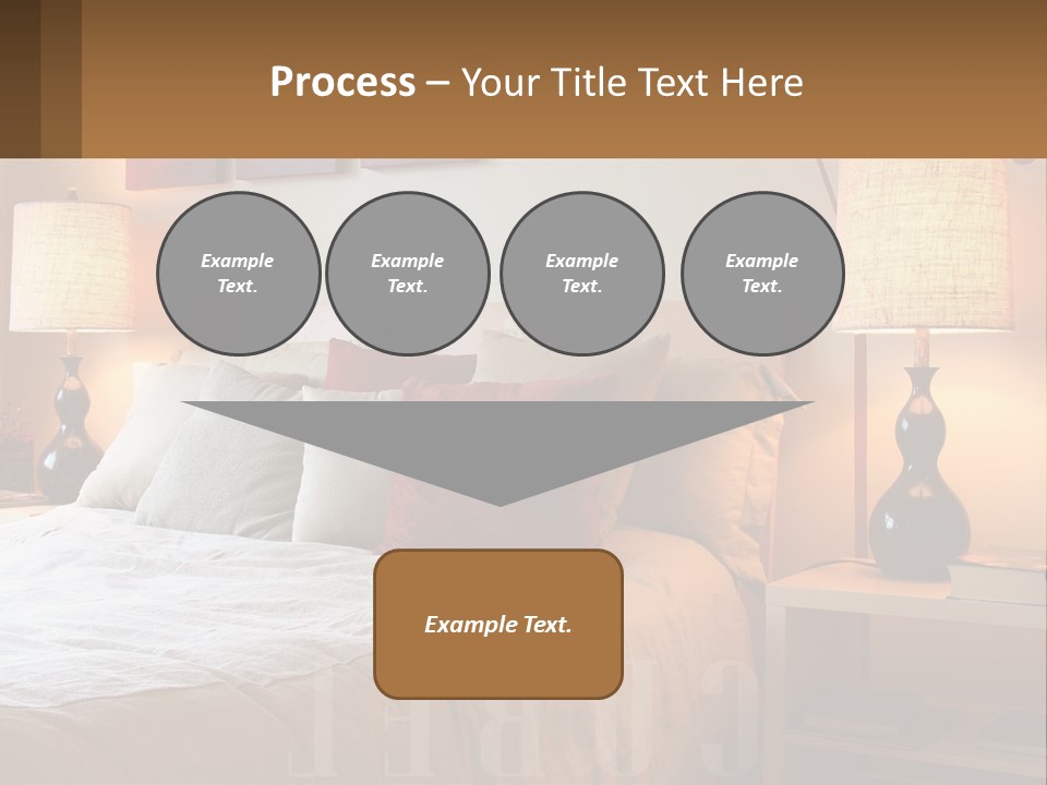 A Bed With Pillows And Lamps In A Bedroom PowerPoint Template