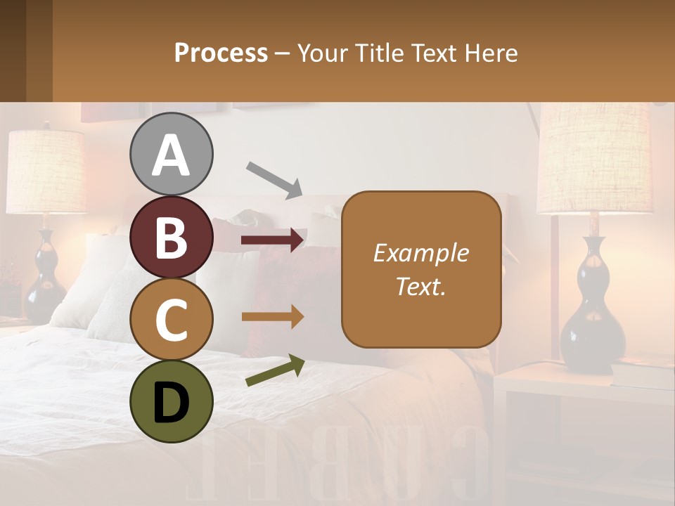 A Bed With Pillows And Lamps In A Bedroom PowerPoint Template