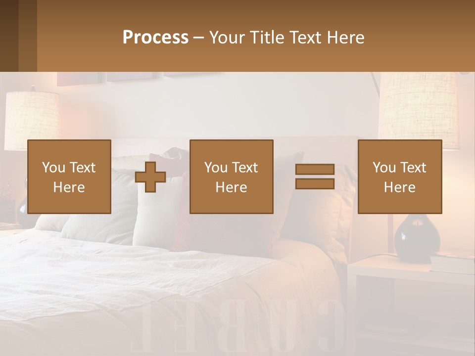 A Bed With Pillows And Lamps In A Bedroom PowerPoint Template