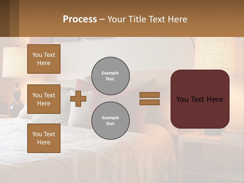 A Bed With Pillows And Lamps In A Bedroom PowerPoint Template