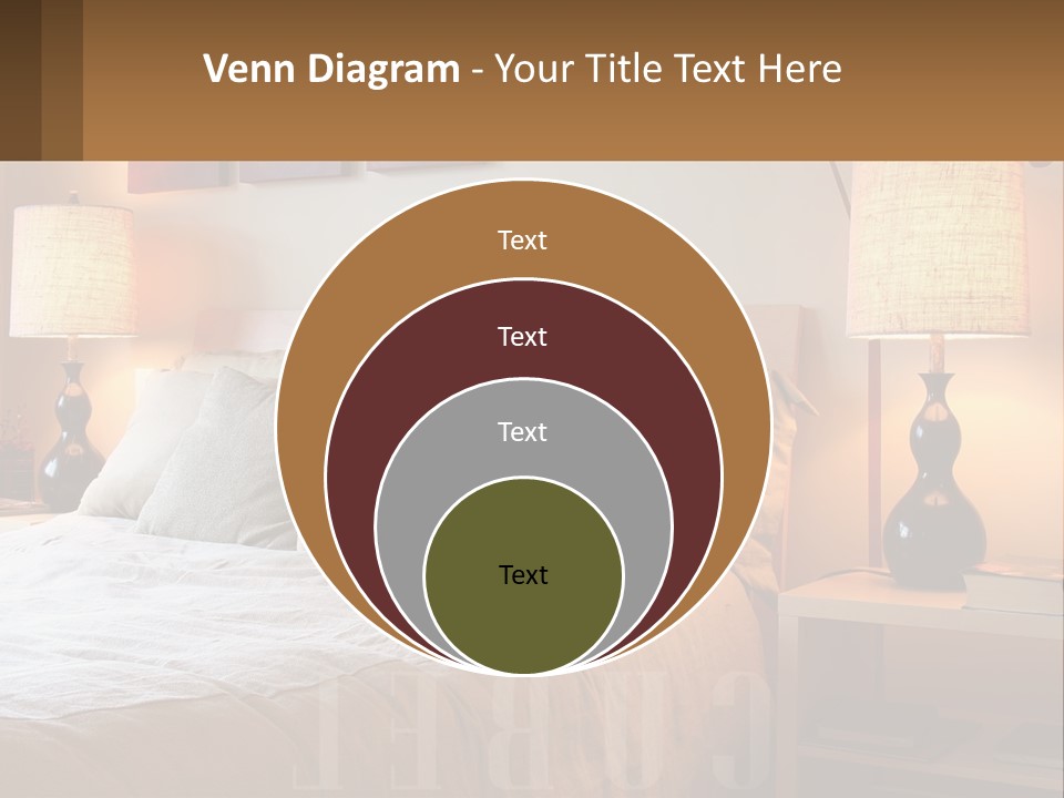 A Bed With Pillows And Lamps In A Bedroom PowerPoint Template