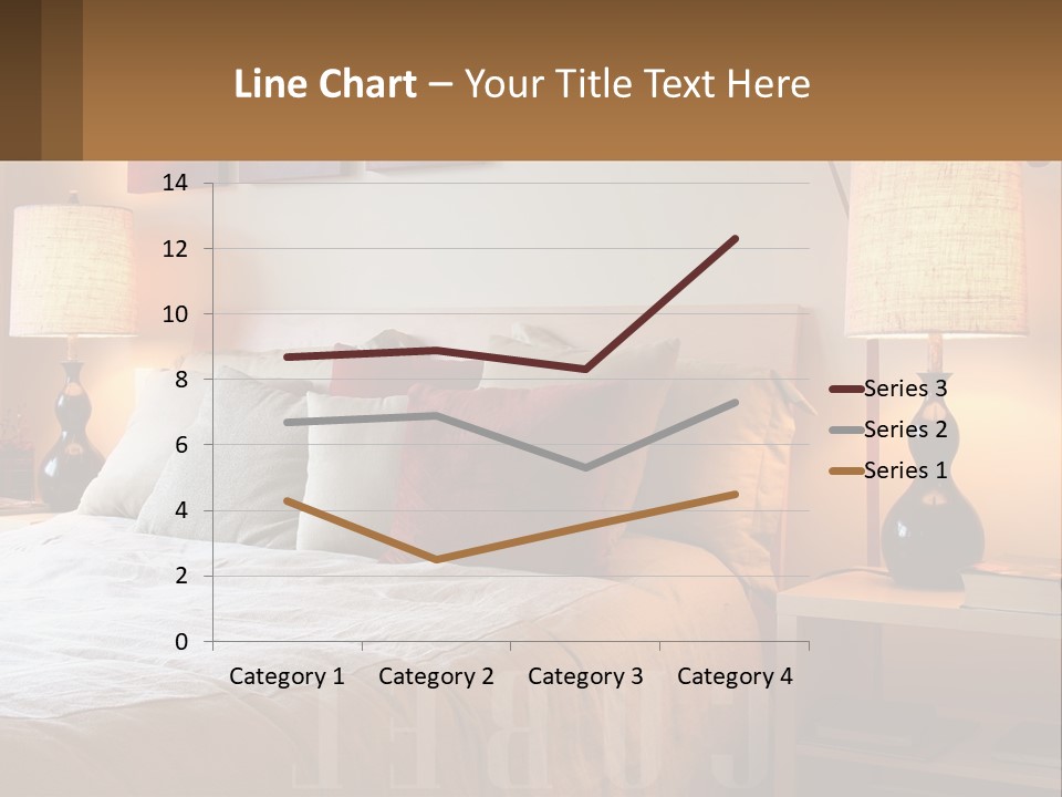 A Bed With Pillows And Lamps In A Bedroom PowerPoint Template