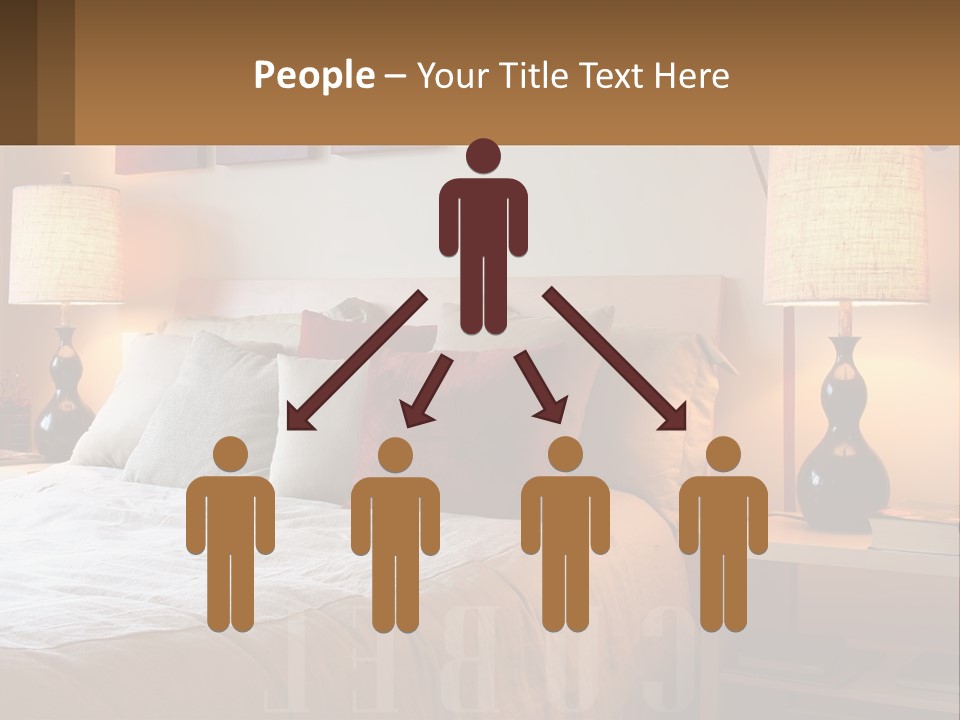 A Bed With Pillows And Lamps In A Bedroom PowerPoint Template