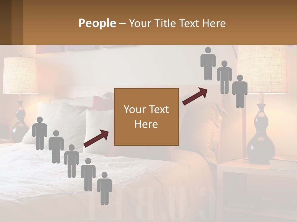 A Bed With Pillows And Lamps In A Bedroom PowerPoint Template