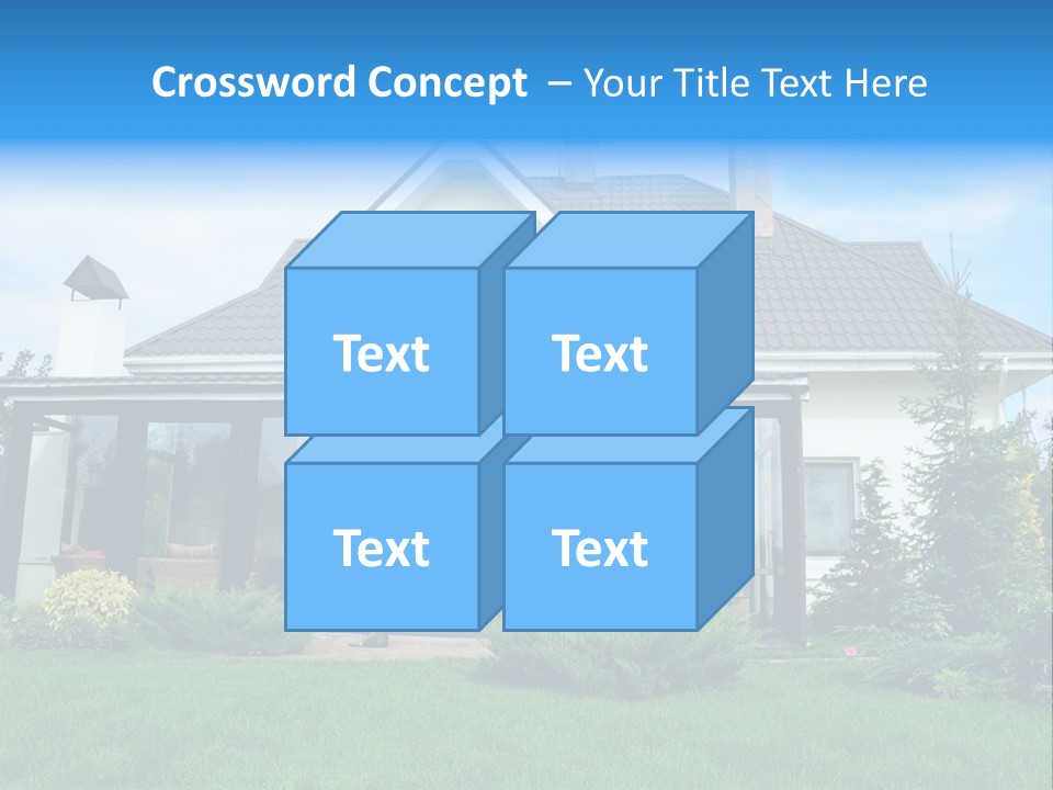 A House With A Blue Sign In Front Of It PowerPoint Template