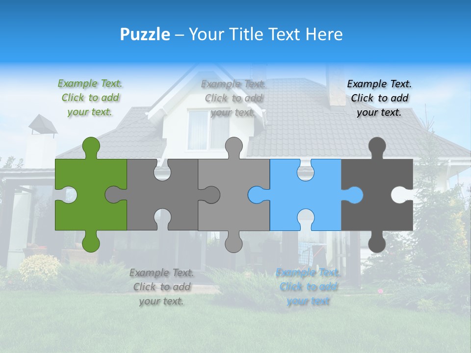 A House With A Blue Sign In Front Of It PowerPoint Template