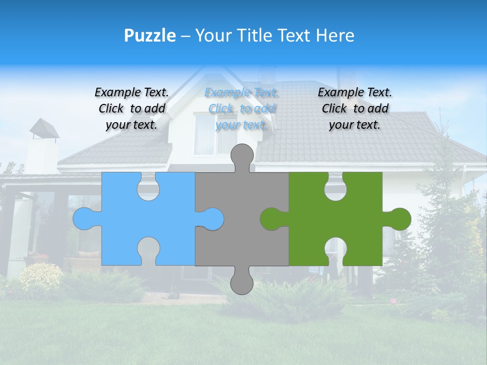 A House With A Blue Sign In Front Of It PowerPoint Template