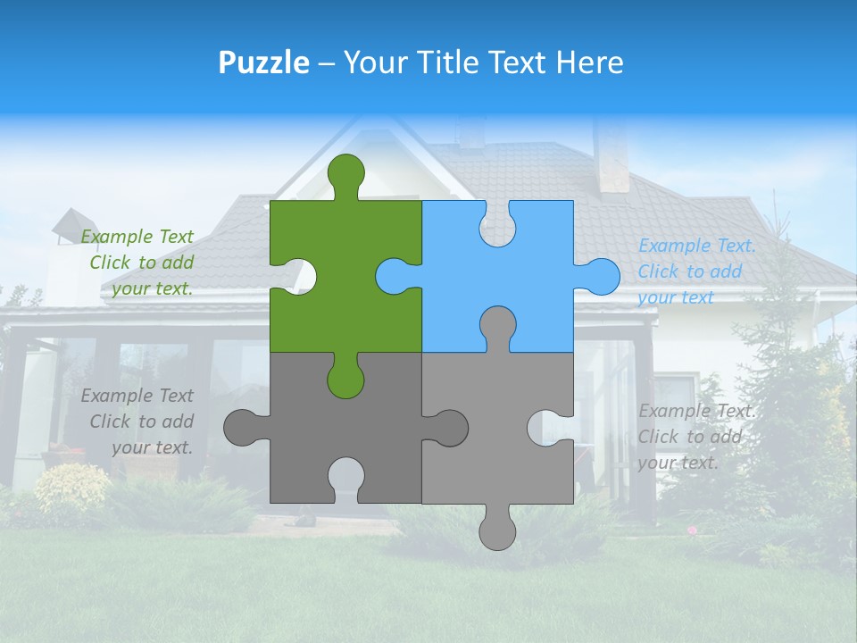 A House With A Blue Sign In Front Of It PowerPoint Template