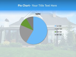 A House With A Blue Sign In Front Of It PowerPoint Template