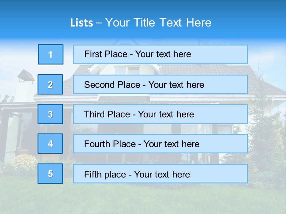 A House With A Blue Sign In Front Of It PowerPoint Template