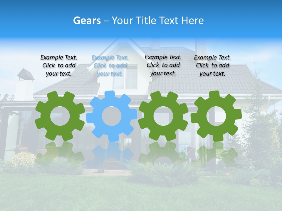 A House With A Blue Sign In Front Of It PowerPoint Template