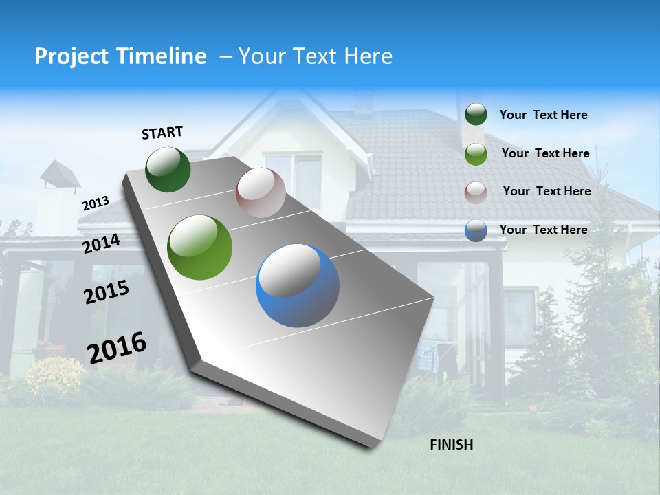 A House With A Blue Sign In Front Of It PowerPoint Template