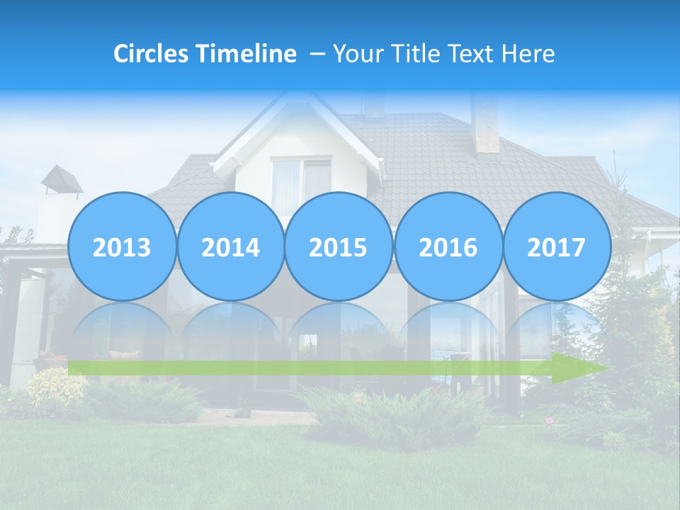 A House With A Blue Sign In Front Of It PowerPoint Template