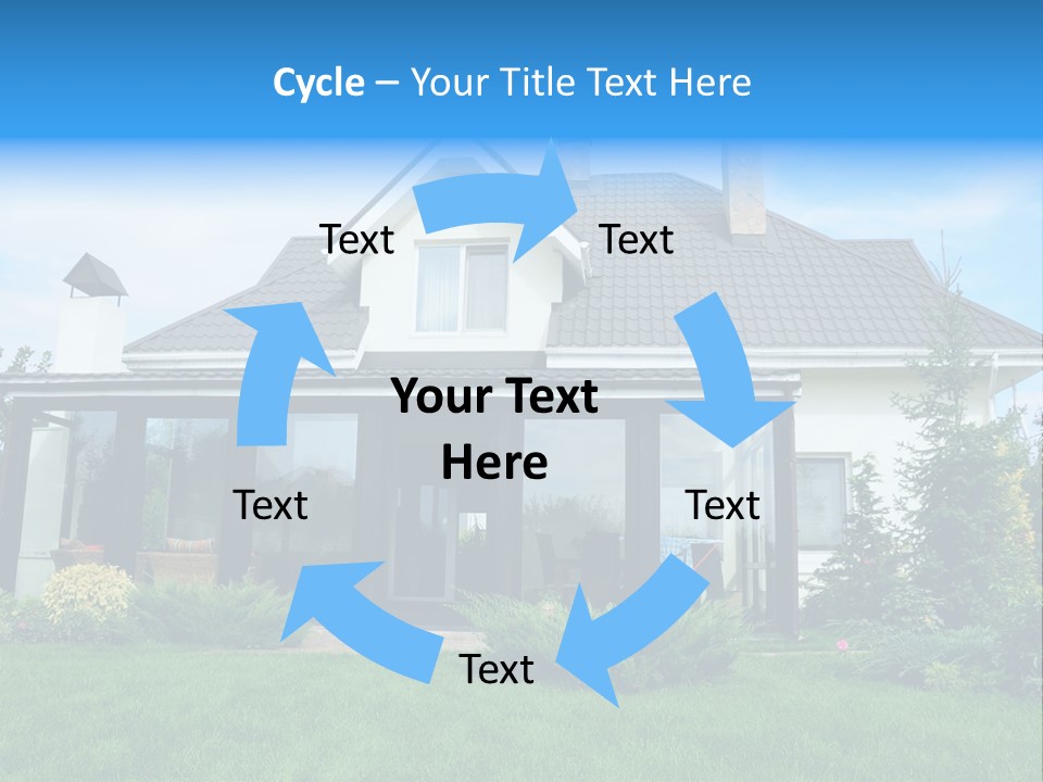A House With A Blue Sign In Front Of It PowerPoint Template
