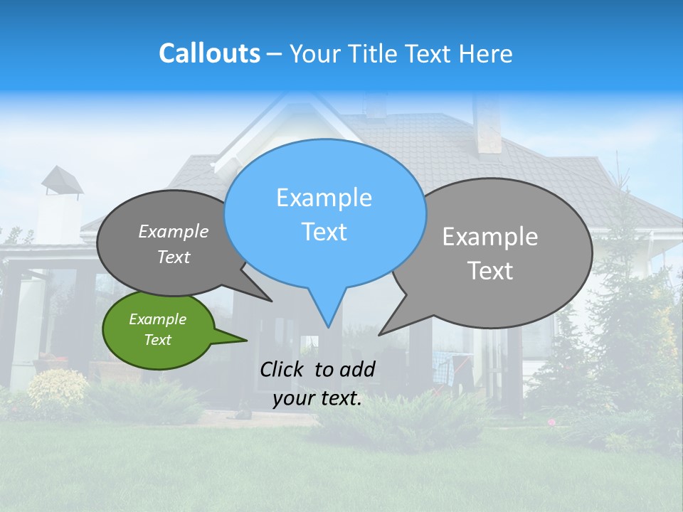A House With A Blue Sign In Front Of It PowerPoint Template