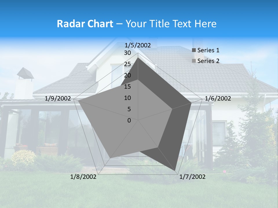 A House With A Blue Sign In Front Of It PowerPoint Template