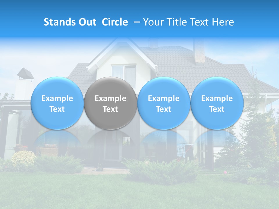 A House With A Blue Sign In Front Of It PowerPoint Template