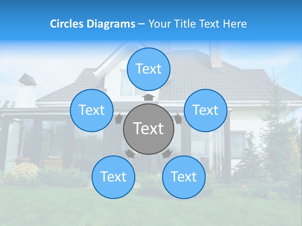 A House With A Blue Sign In Front Of It PowerPoint Template