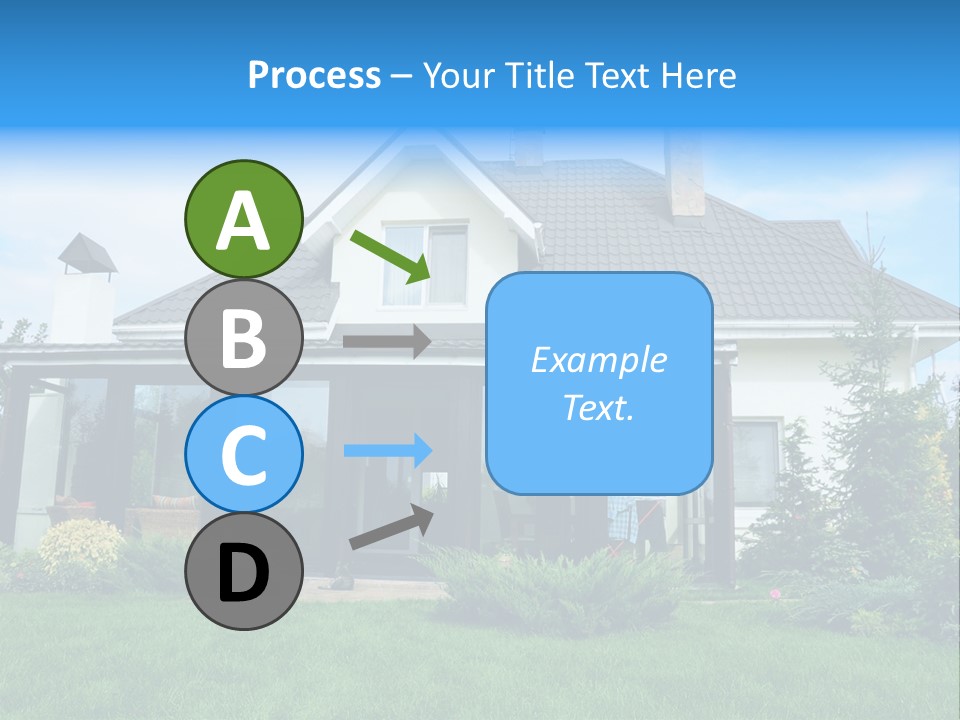 A House With A Blue Sign In Front Of It PowerPoint Template