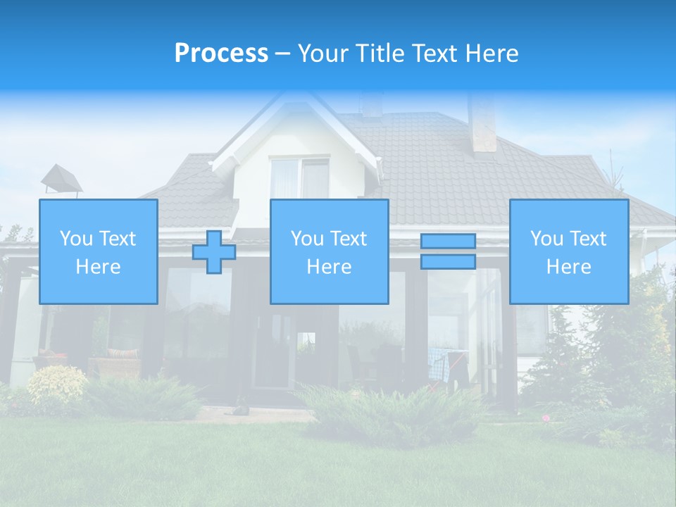 A House With A Blue Sign In Front Of It PowerPoint Template