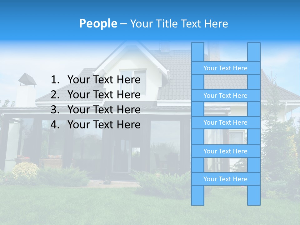 A House With A Blue Sign In Front Of It PowerPoint Template