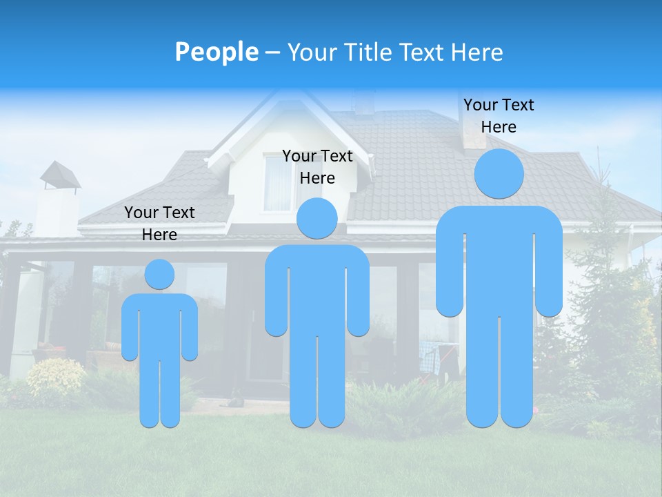A House With A Blue Sign In Front Of It PowerPoint Template